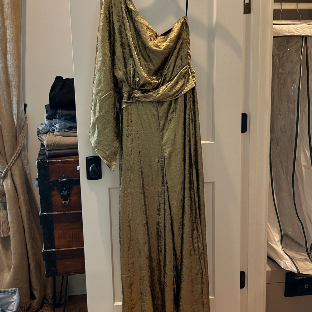 Metallic Gold Draped Women's jumpsuit